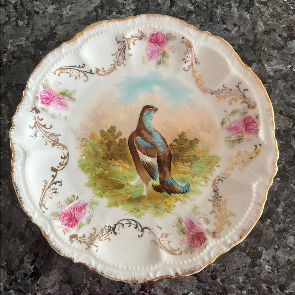 Bavaria Decorative Plate with Bird and Floral Design - Set of 6